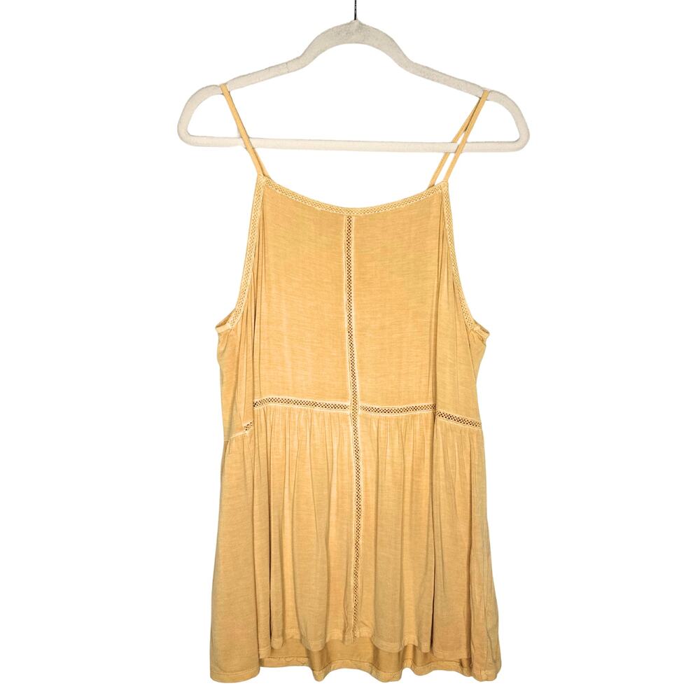 American Eagle Soft & Sexy Yellow Lace Trim Sleeveless Tank Top Size Large Boho